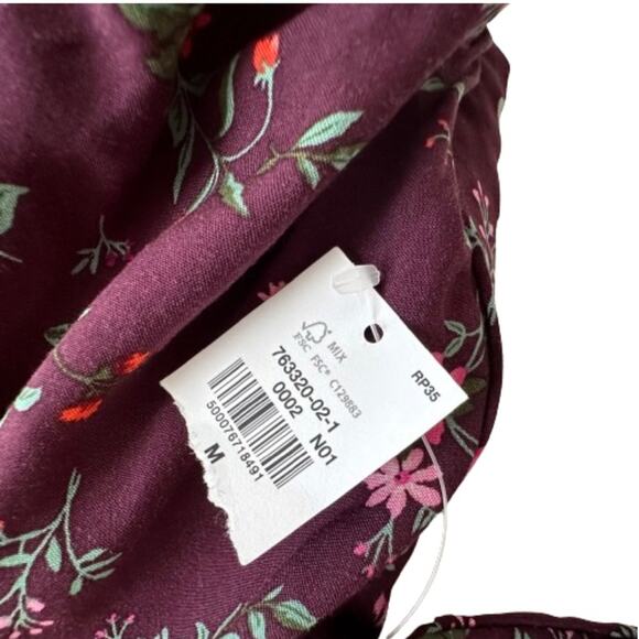Old Navy Maxi Dress Purple Plum Floral Short Puff Sleeve Shift Dress Medium NEW - Picture 9 of 12